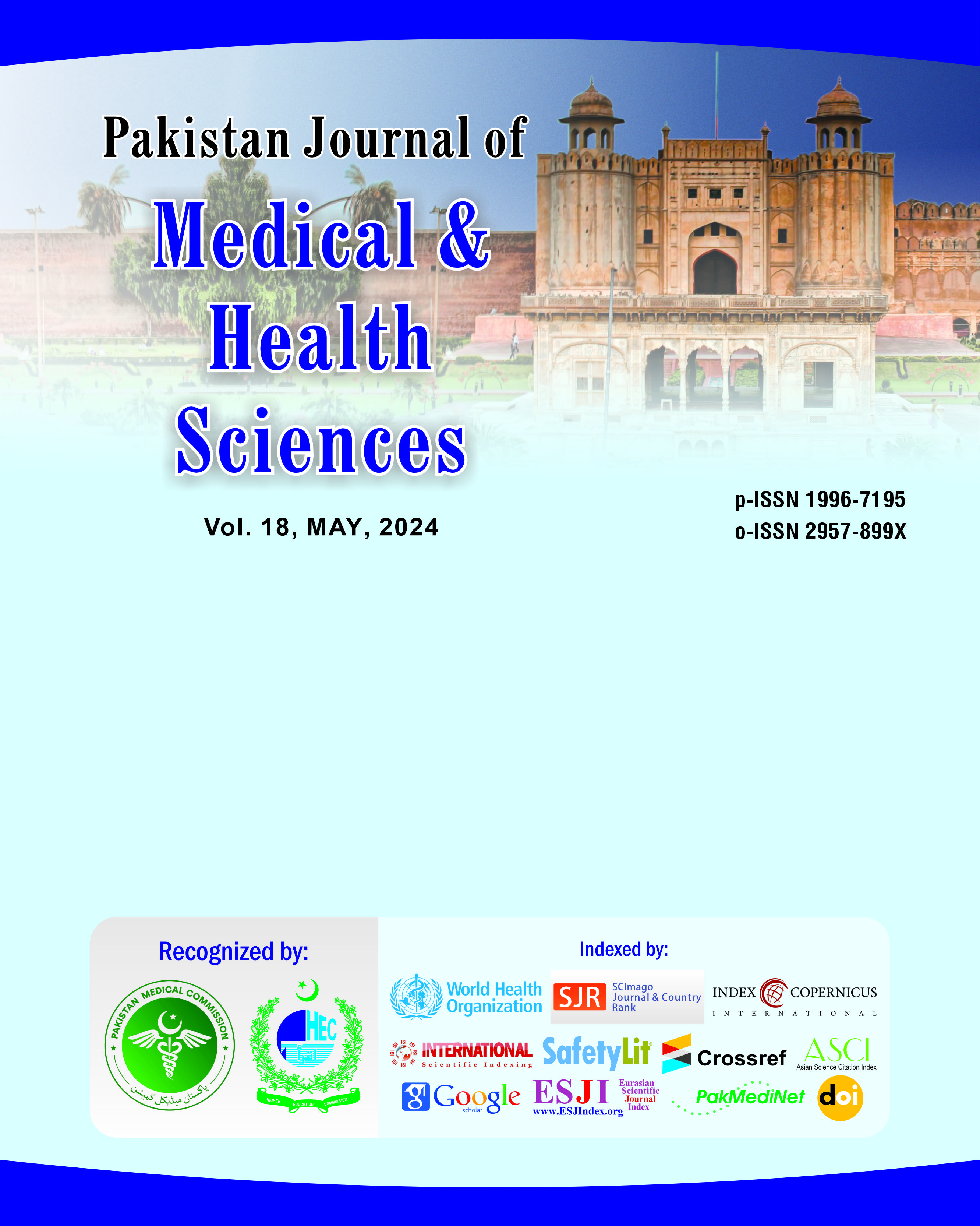 					View Vol. 18 No. 5 (2024): Pakistan Journal of Medical & Health Sciences
				