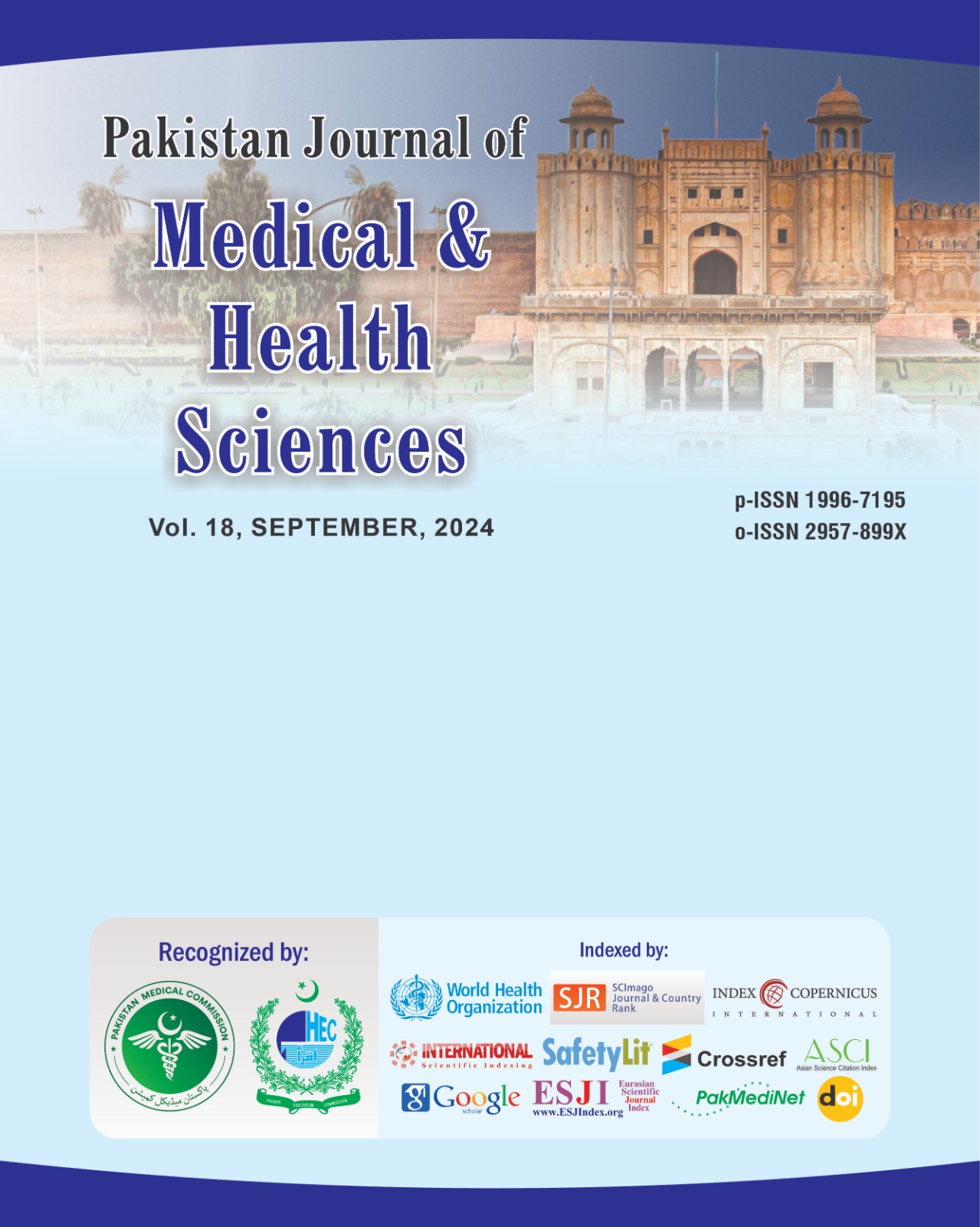 					View Vol. 18 No. 9 (2024): Pakistan Journal of Medical & Health Sciences
				