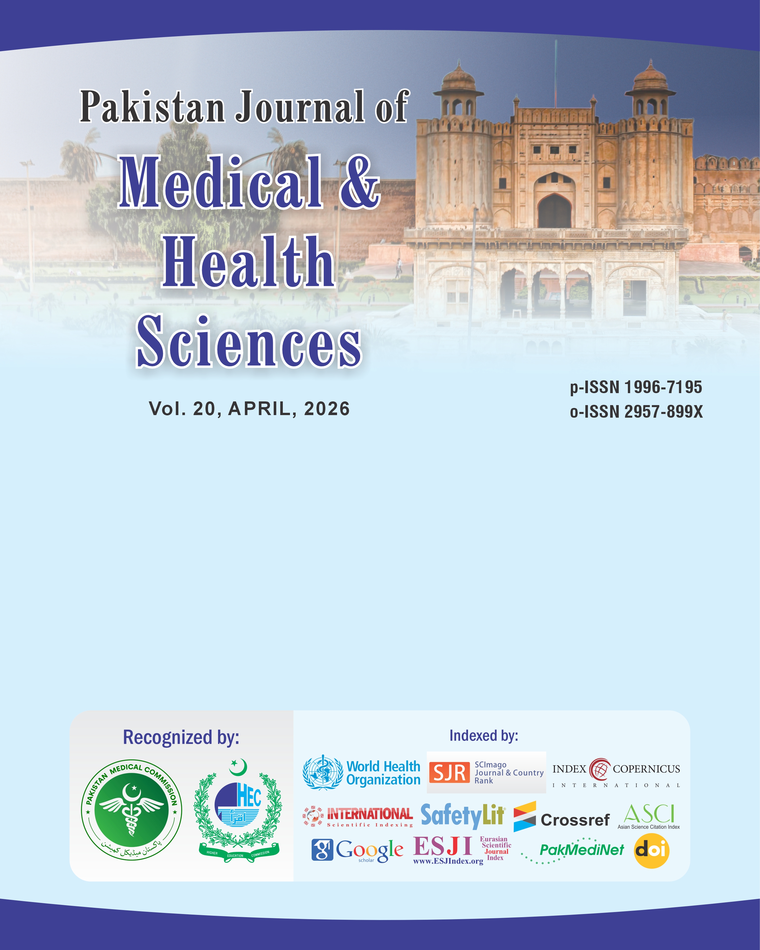 					View Vol. 20 No. 4 (2026): Pakistan Journal of Medical & Health Sciences
				